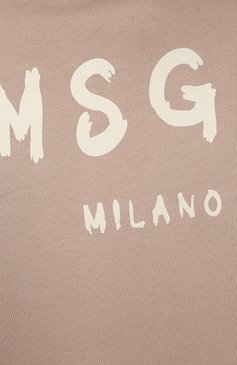 Детский хлопковое худи MSGM KIDS бежевого цвета, арт. MS029325 | Фото 3 (Рукава: Длинные; Материал сплава: Проставлено; Материал внешний: Хлопок; Драгоценные камни: Проставлено; Девочки Кросс-КТ: Худи-одежда)