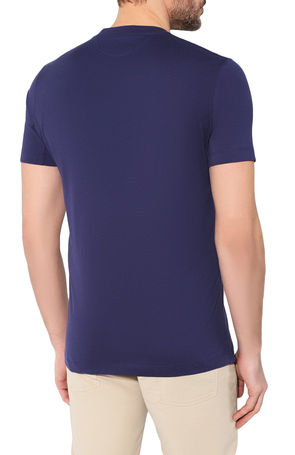 Хлопковая футболка BRUNELLO CUCINELLI синего цвета по цене 34700 руб., арт. M0T611308, фото 4 Хлопковая футболка BRUNELLO CUCINELLI, арт. M0T611308, фото 4