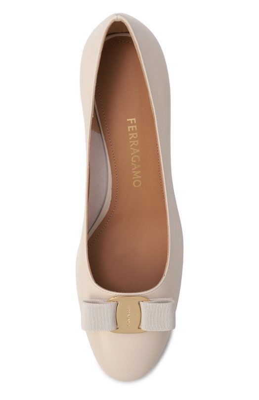 Кожаные туфли Vara Bow 50 Ferragamo 01L116/791 Кремовый  01L116/791 Фото 6