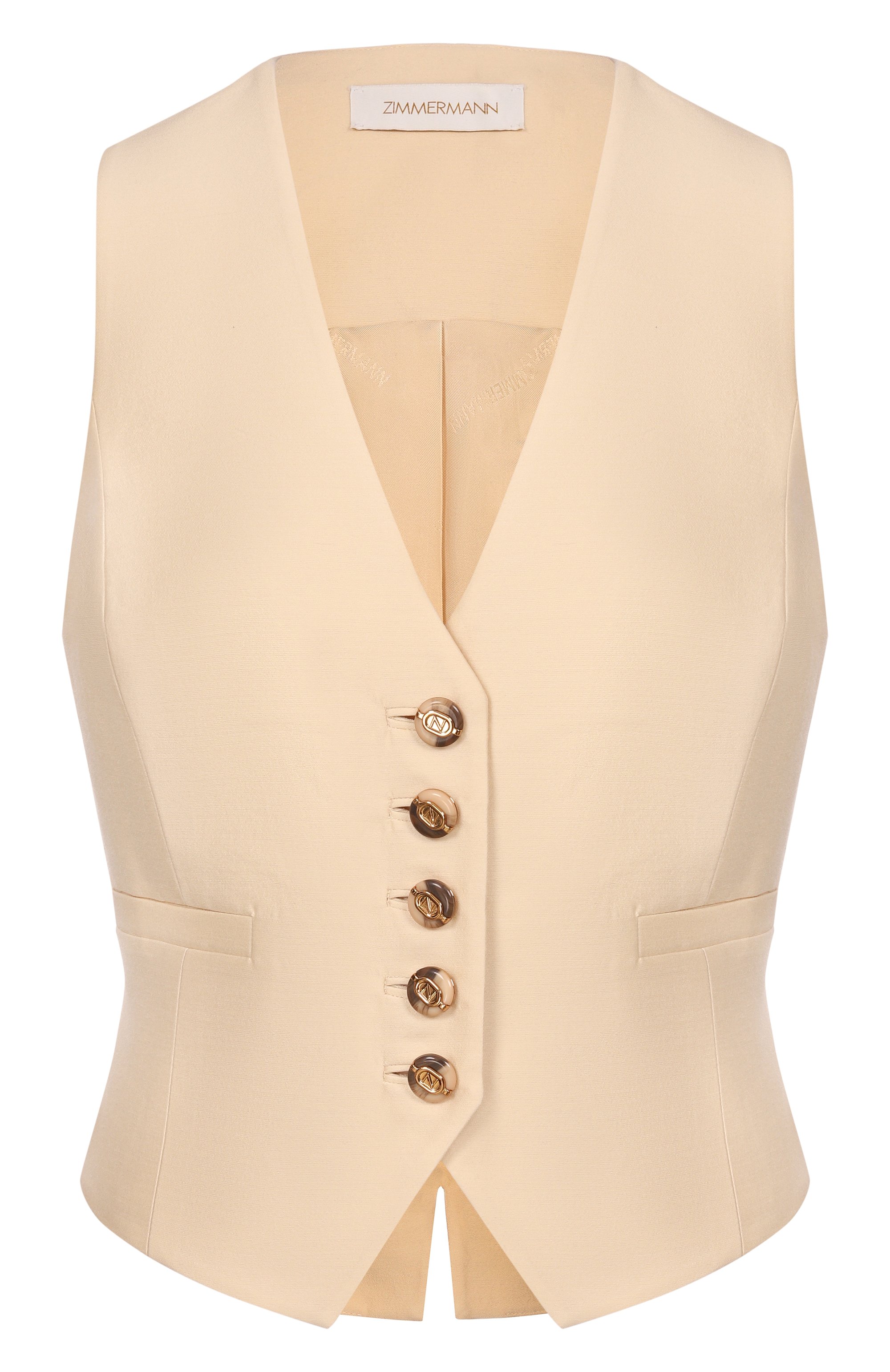 Жилет из шерсти и шелка ZIMMERMANN кремового цвета по цене 107000 руб., арт. 2948JS261, фото 1 Жилет из шерсти и шелка ZIMMERMANN, арт. 2948JS261, фото 1