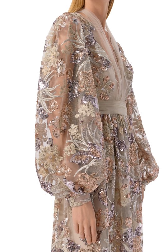 Платье с отделкой пайетками Zuhair Murad RDR26052/TUEM016 Бежевый  RDR26052/TUEM016 Фото 4