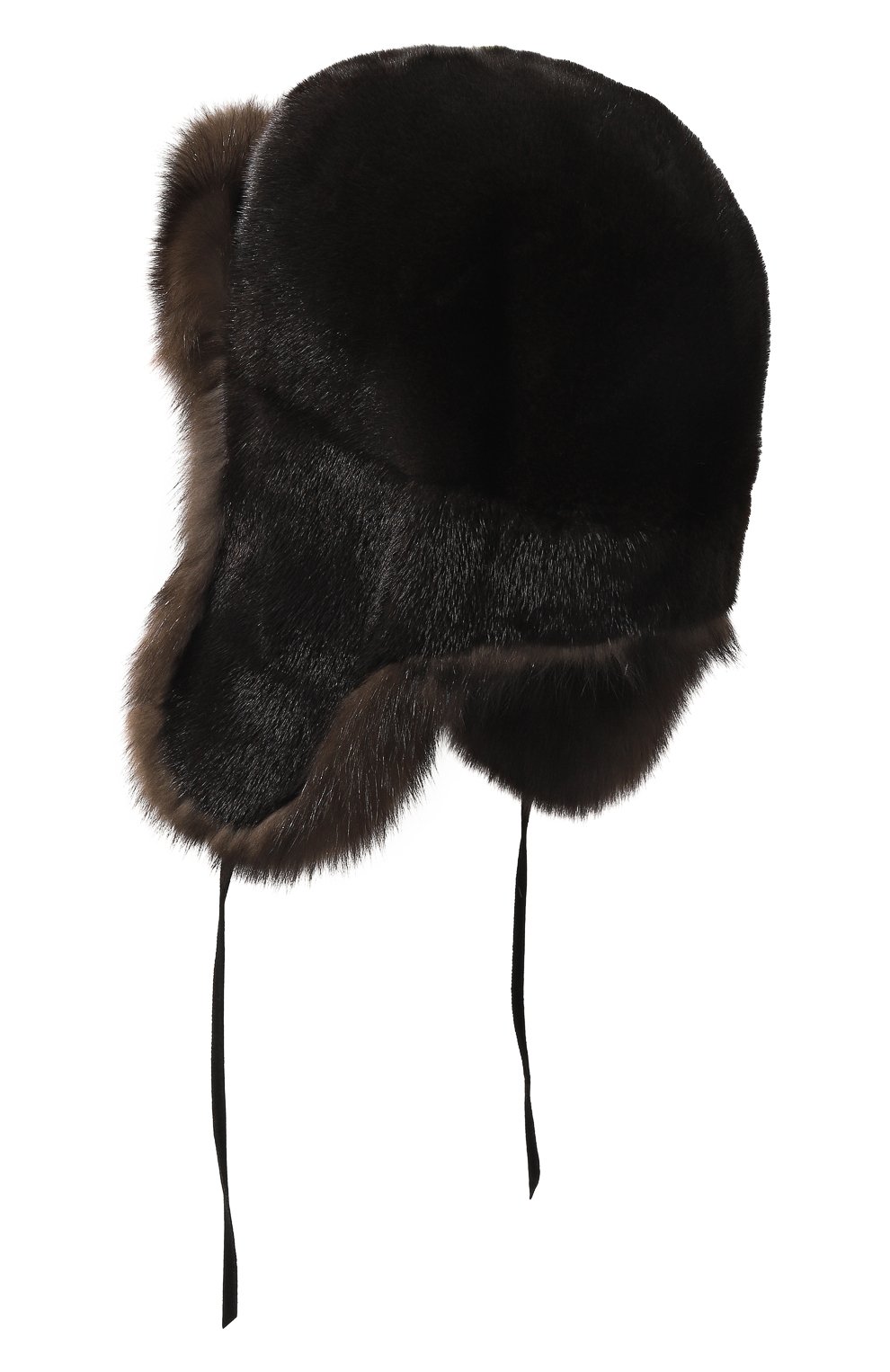 Меховая шапка-ушанка селин из норки и соболя FURLAND темно-коричневого цвета по цене 380000 руб., арт. 0090925610011300000, фото 2 Меховая шапка-ушанка селин из норки и соболя FURLAND, арт. 0090925610011300000, фото 2