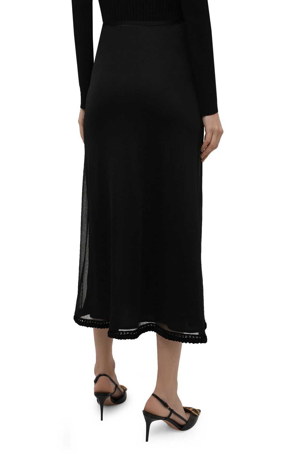 Шелковая юбка JIL SANDER черного цвета по цене 129000 руб., арт. JSWT754315-WTY28058, фото 4 Шелковая юбка JIL SANDER, арт. JSWT754315-WTY28058, фото 4