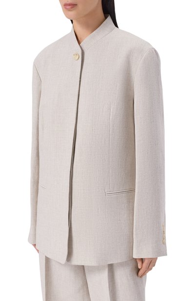 Жакет изо льна и вискозы 12 STOREEZ серого цвета по цене 29000 руб., арт. 137026, фото 3 Жакет изо льна и вискозы 12 STOREEZ, арт. 137026, фото 3