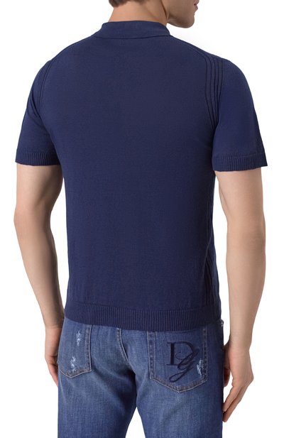 Поло изо льна и хлопка DANIELE FIESOLI темно-синего цвета по цене 23050 руб., арт. DF2076, фото 4 Поло изо льна и хлопка DANIELE FIESOLI, арт. DF2076, фото 4
