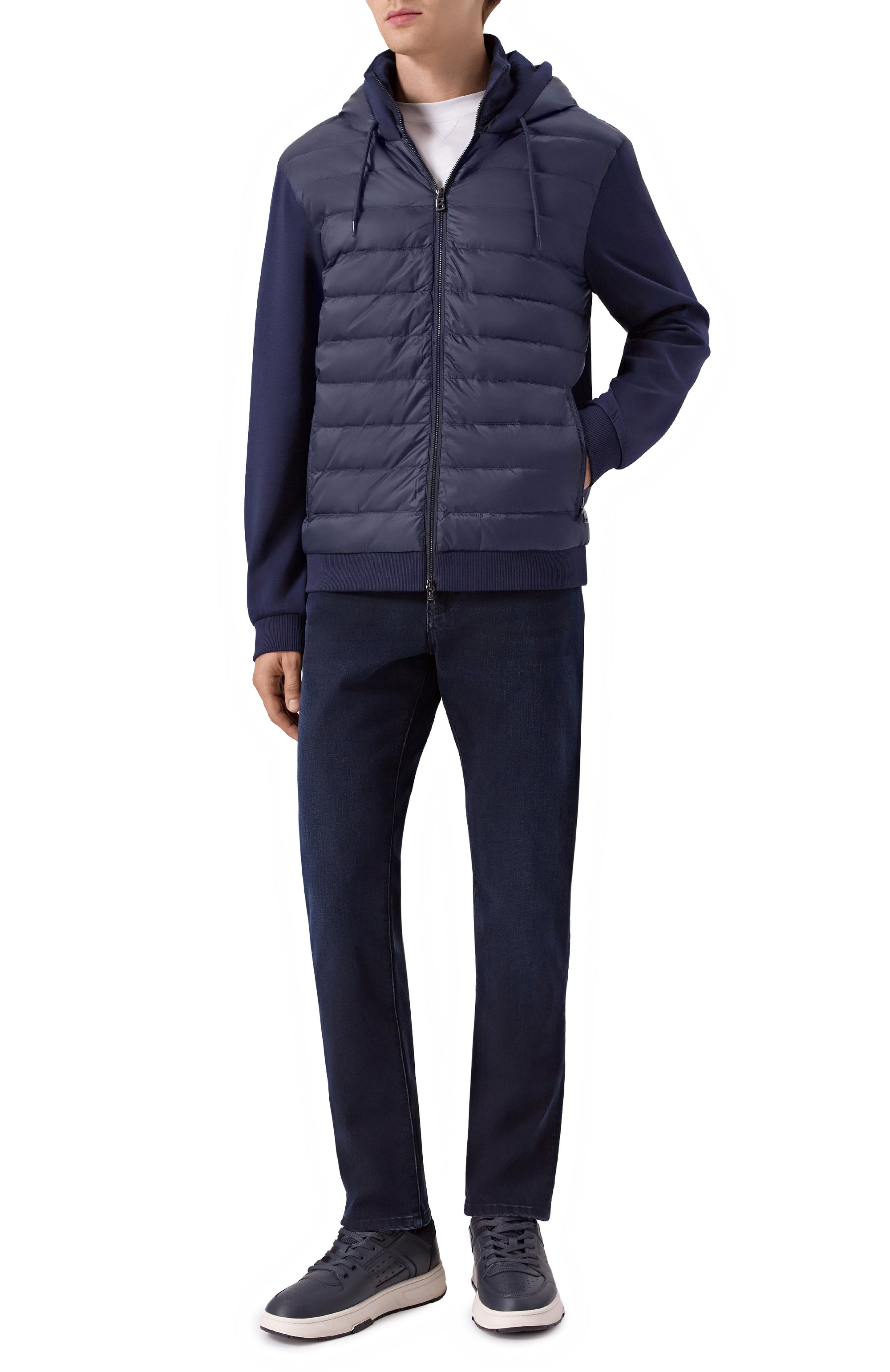 Комбинированная толстовка BOGNER темно-синего цвета по цене 60100 руб., арт. 88145253, фото 2 Комбинированная толстовка BOGNER, арт. 88145253, фото 2