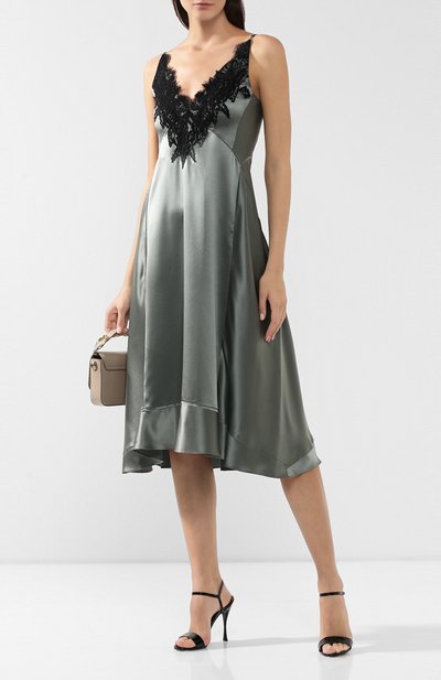 Шелковое платье DOROTHEE SCHUMACHER хаки цвета по цене 64950 руб., арт. 449202/SATIN SEDUCTI0N, фото 2 Шелковое платье DOROTHEE SCHUMACHER, арт. 449202/SATIN SEDUCTI0N, фото 2