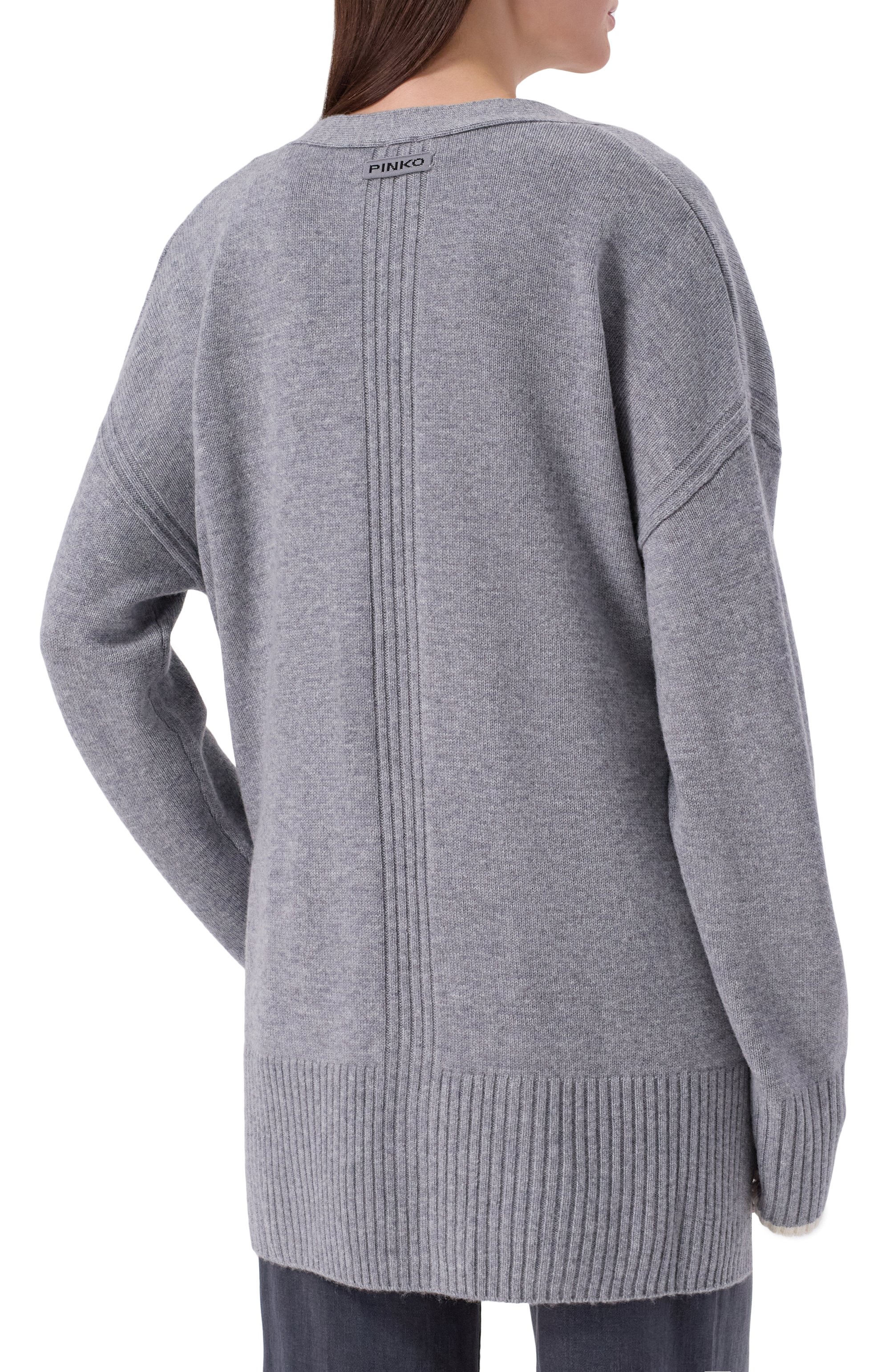 Кардиган из шерсти и кашемира PINKO серого цвета по цене 27900 руб., арт. 105451/A2Q9, фото 4 Кардиган из шерсти и кашемира PINKO, арт. 105451/A2Q9, фото 4