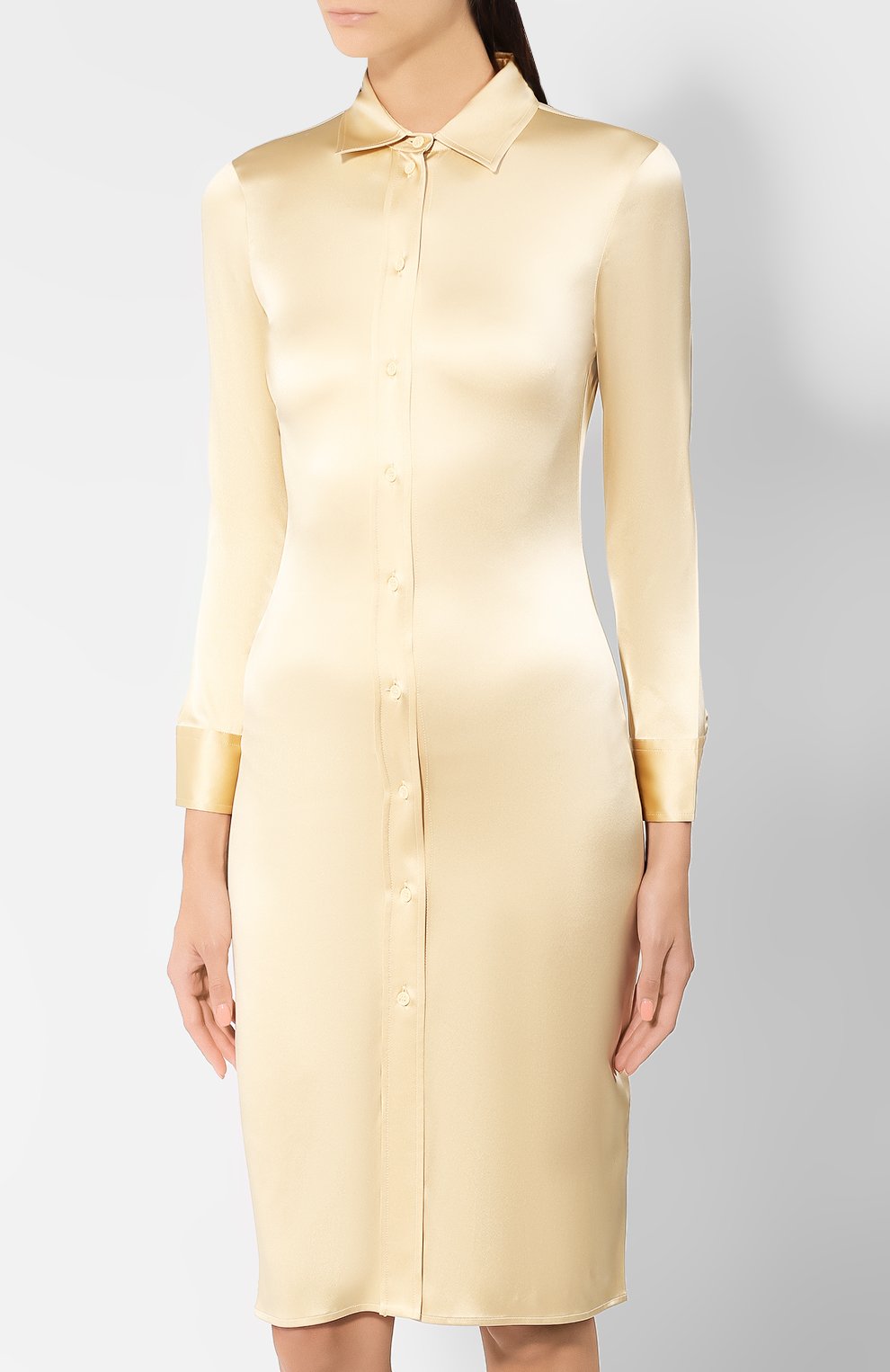 Шелковое платье BOTTEGA VENETA бежевого цвета по цене 297500 руб., арт. 577159/VA6R0, фото 3 Шелковое платье BOTTEGA VENETA, арт. 577159/VA6R0, фото 3