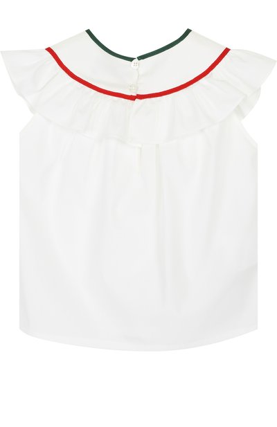 Хлопковый топ с оборкой и контрастной отделкой GUCCI, арт. 501269/ZB365, фото 2