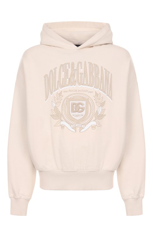 Хлопковое худи Dolce & Gabbana G9BJGZ/G702J Кремовый G9BJGZ/G702J