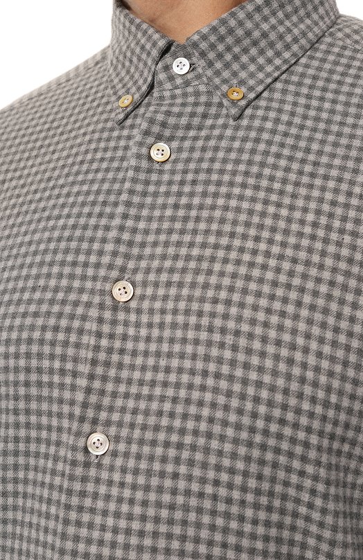 Хлопковая рубашка Kiton UCIH0864302 Серый  UCIH0864302 Фото 5