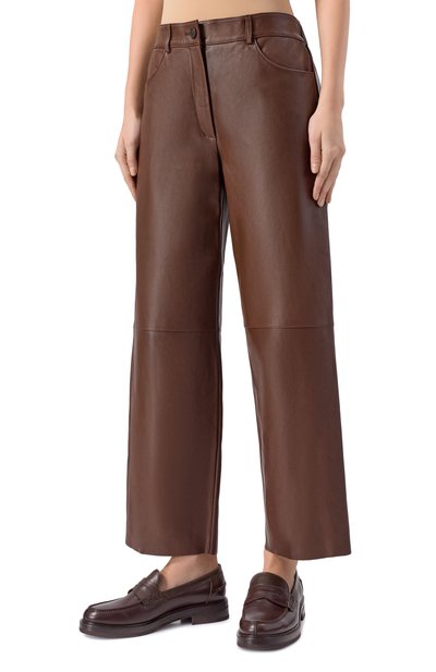 Кожаные брюки ANTONELLI FIRENZE коричневого цвета по цене 99500 руб., арт. M8034P/8966, фото 3 Кожаные брюки ANTONELLI FIRENZE, арт. M8034P/8966, фото 3