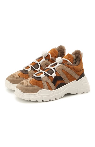 Замшевые кроссовки с мехом GALLUCCI коричневого цвета по цене 24000 руб., арт. J20168KM/SC S S G0M, фото 1 Замшевые кроссовки с мехом GALLUCCI, арт. J20168KM/SC S S G0M, фото 1