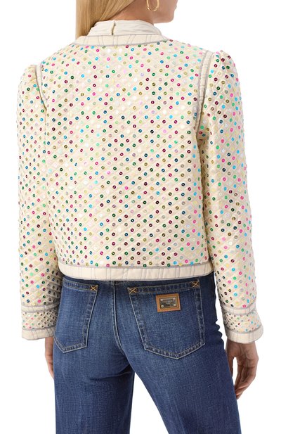 Шелковый жакет с отделкой пайетками VALENTINO, арт. BCE4NB8M6, фото 4