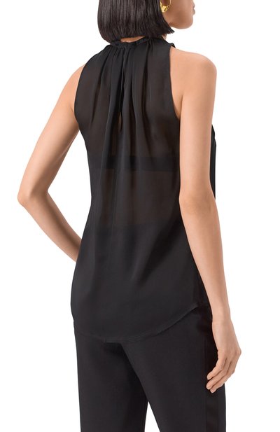 Шелковый топ BALMAIN черного цвета по цене 120000 руб., арт. EF0IA005/SB04, фото 4 Шелковый топ BALMAIN, арт. EF0IA005/SB04, фото 4