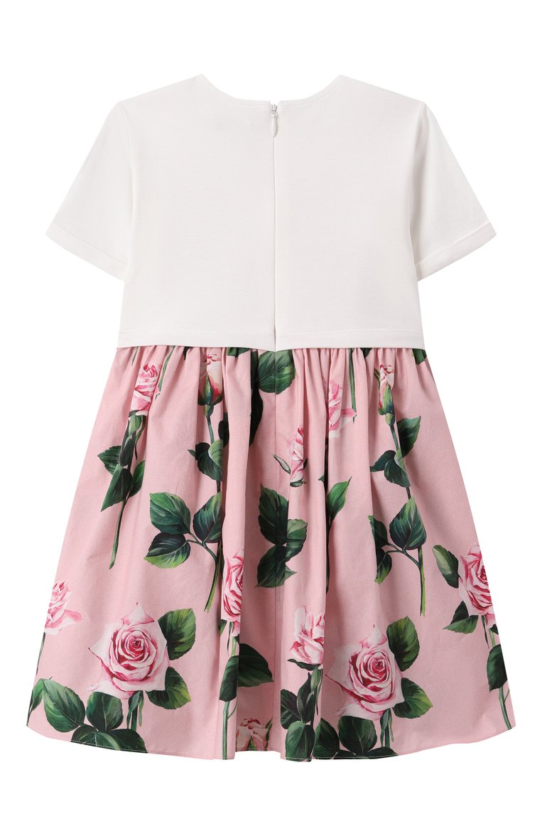Женский комплект из платья и шорт DOLCE & GABBANA розового цвета, арт. L2JD9R/G700S | Фото 3 (Нос: Не проставлено; Материал внешний: Хлопок; Ростовка одежда: 6 мес | 68 см, 24 мес | 92 см, 18 мес | 86 см, 12 мес | 80 см, 3 мес | 62 см, 9 мес | 74 см)