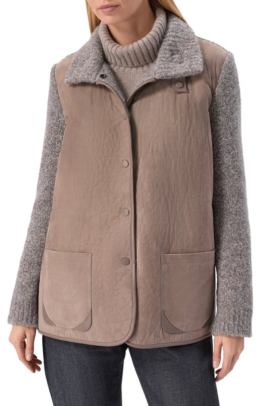 Комбинированная куртка Giorgio Armani GW002045/AF19597 Бежевый  GW002045/AF19597 Фото 3