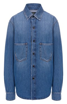Женская джинсовая рубашка 3X1 голубого цвета, арт. 31-WT3G64-DR09RG/ESSENTIAL SHIRT | Фото 1 (Материал внешний: Хлопок, Деним; Длина (для топов): Удлиненные; Рукава: Длинные; Стили: Кэжуэл; Кросс-КТ: Деним; Принт: Без принта; Женское Кросс-КТ: Рубашка-одежда; Автоматизация состава: Проставлено; Автоматизация ТО: Проставлено)