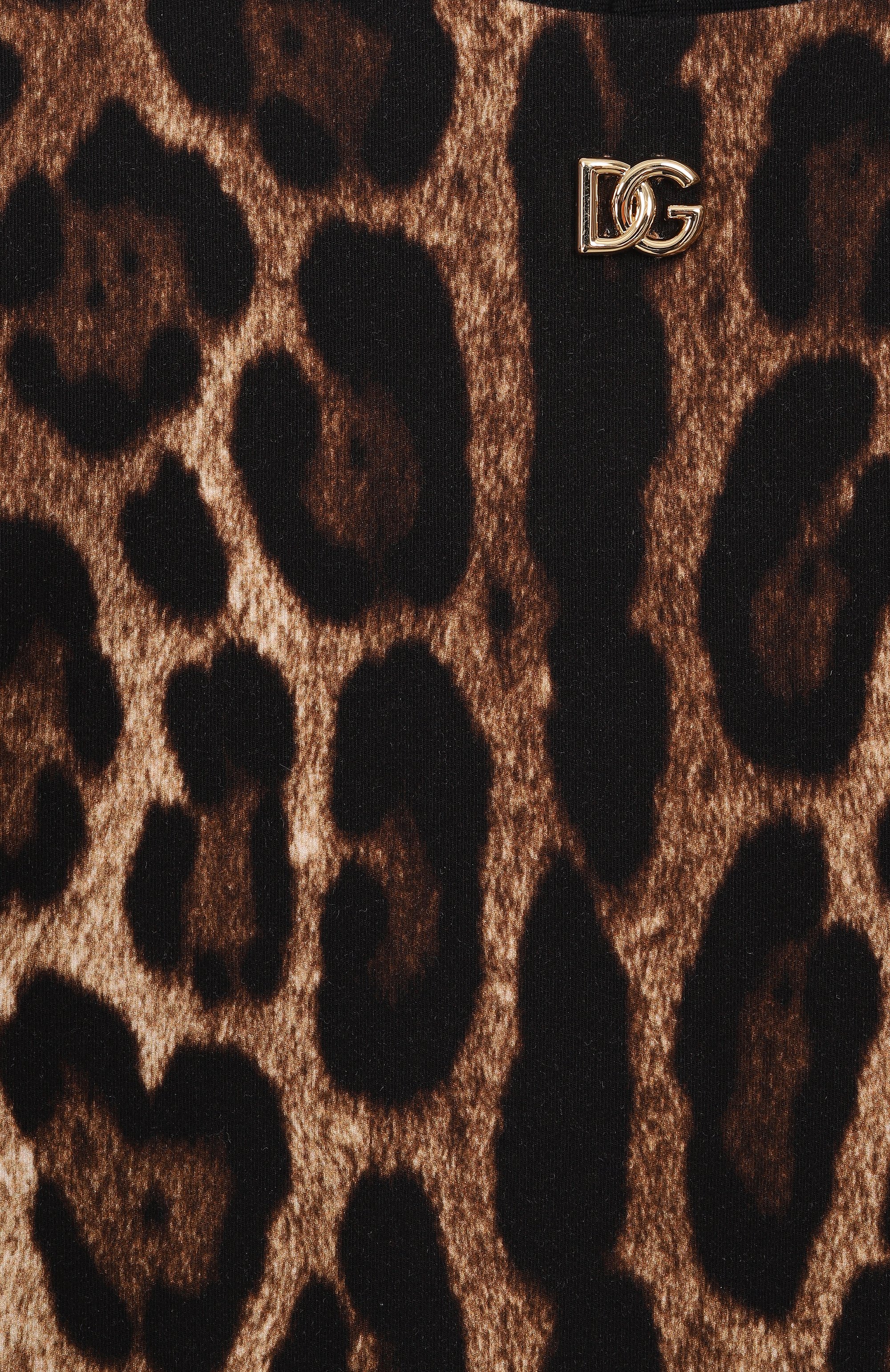 Хлопковое платье DOLCE & GABBANA леопардового цвета по цене 78050 руб., арт. L5JDAL/FSGQX_001, фото 3 Хлопковое платье DOLCE & GABBANA, арт. L5JDAL/FSGQX_001, фото 3