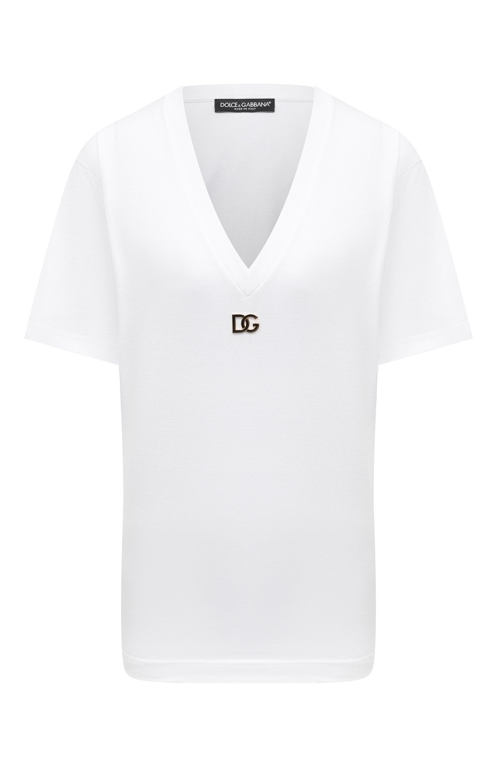 Хлопковая футболка DOLCE & GABBANA белого цвета по цене 47900 руб., арт. F8M65Z/FU7EQ, фото 1 Хлопковая футболка DOLCE & GABBANA, арт. F8M65Z/FU7EQ, фото 1