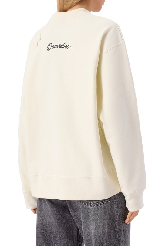 Хлопковый свитшот DOMREBEL DIABL0 BEAR SWEATSHIRT Кремовый  DIABL0 BEAR SWEATSHIRT Фото 4