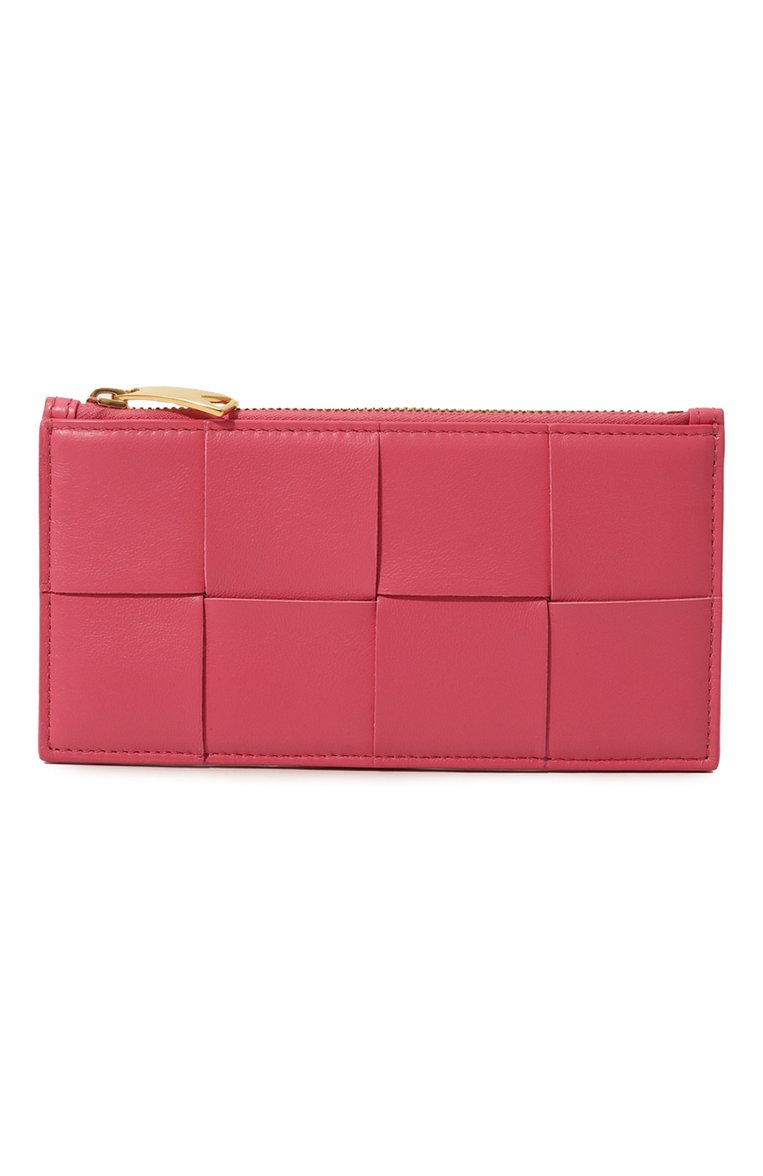 Женский кожаный футляр для кредитных карт BOTTEGA VENETA розового цвета, арт. 708593/VCQC4 | Фото 1 (Материал сплава: Проставлено; Материал: Натуральная кожа; Нос: Не проставлено)