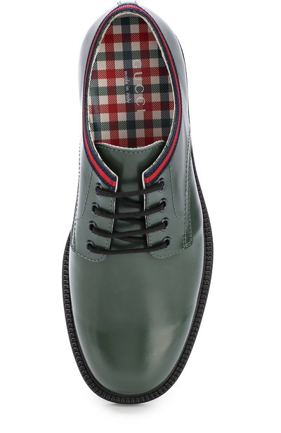 Кожаные дерби с текстильной отделкой GUCCI зеленого цвета по цене 30950 руб., арт. 477514/D7310, фото 4 Кожаные дерби с текстильной отделкой GUCCI, арт. 477514/D7310, фото 4