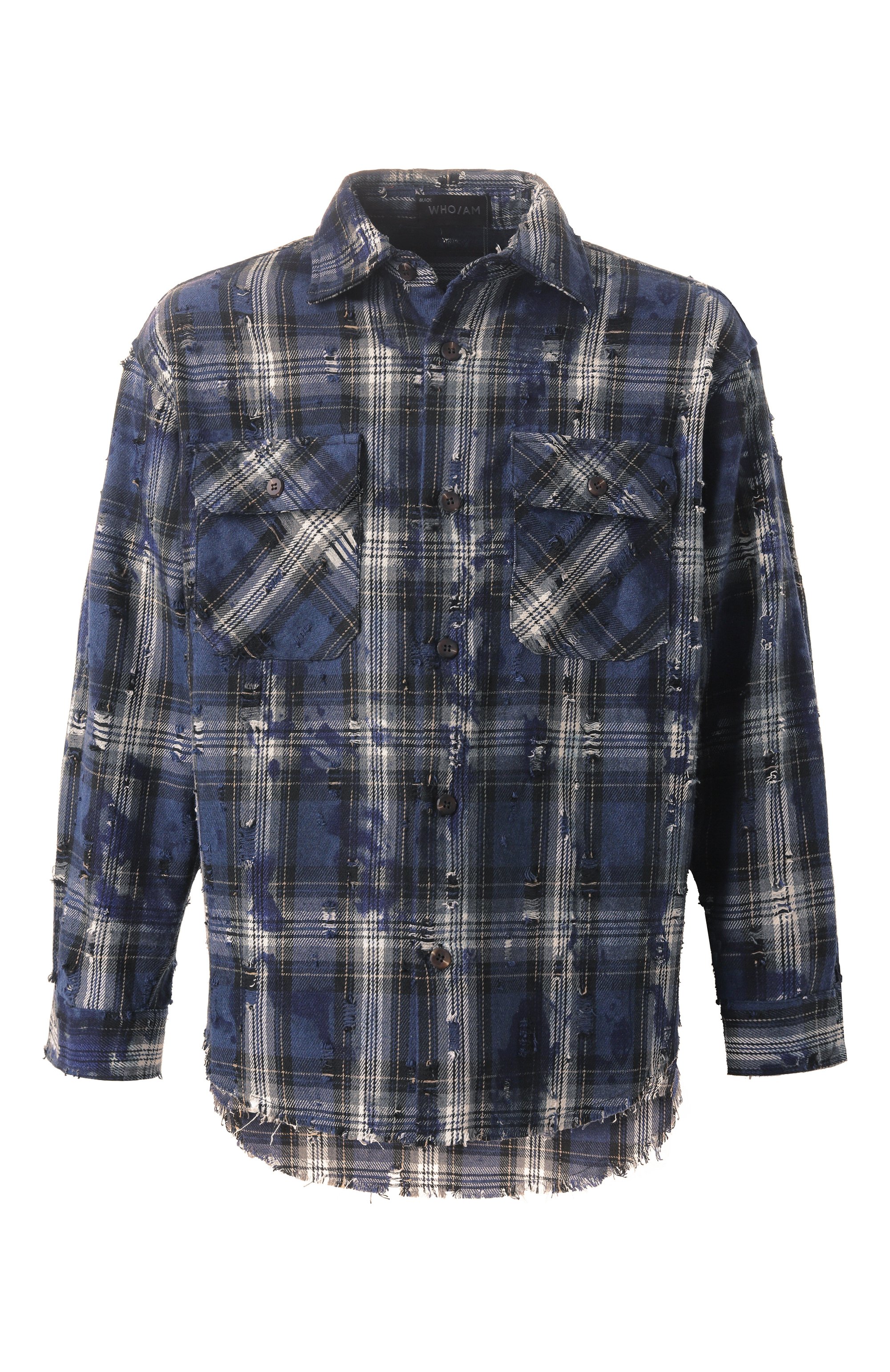 Хлопковая рубашка destroyed WHO_AM, арт. MCS1-WIM1-BLU, фото 1