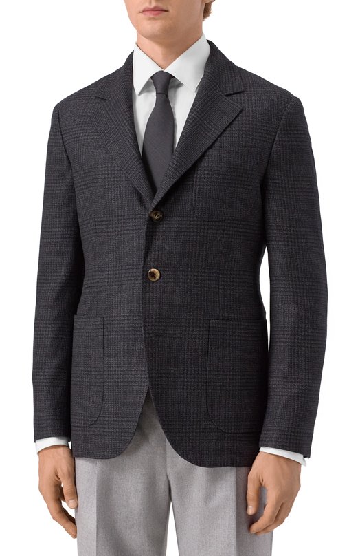 Пиджак из шерсти и кашемира Brunello Cucinelli MV4127BND Серый  MV4127BND Фото 4