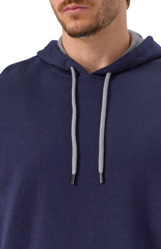 Худи из хлопка и кашемира Brunello Cucinelli MM831B2333 Синий  MM831B2333 Фото 5