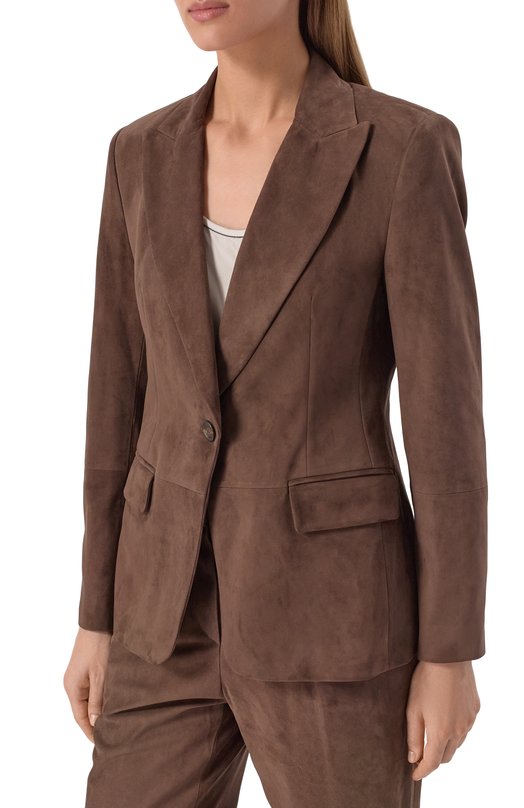 Замшевый жакет Brunello Cucinelli MPCLF208XP Коричневый  MPCLF208XP Фото 3