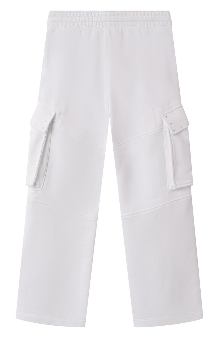 Детские хлопковые брюки-карго GIVENCHY белого цвета, арт. H30768 | Фото 2 (Нос: Не проставлено; Материал сплава: Проставлено; Девочки Кросс-КТ: Брюки-спорт; Случай: Повседневный; Материал внешний: Хлопок; Ростовка одежда: 12 лет | 152 см, 9 лет | 134 см, 5 лет | 110 см, 7 лет | 122 см, 13 - 15 лет | 158 см)