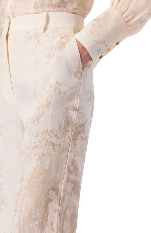Льняные брюки Zimmermann 4068PC26R Кремовый  4068PC26R Фото 5