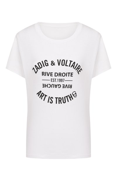 Женская хлопковая футболка ZADIG AND VOLTAIRE, арт. JWTS02769
