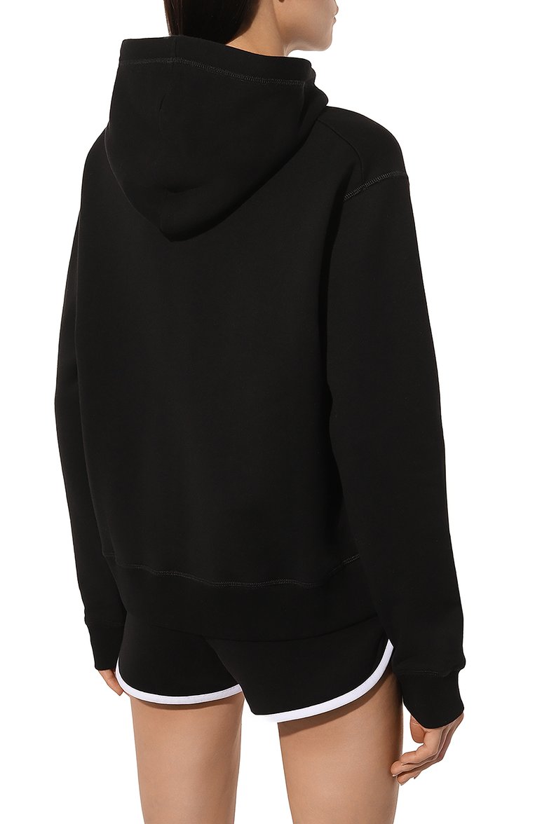 Женский хлопковое худи DSQUARED2 черного цвета, арт. S80GU0097/S25516 | Фото 4 (Материал внешний: Хлопок; Рукава: Длинные; Драгоценные камни: Проставлено; Материал сплава: Проставлено; Длина (для топов): Стандартные; Женское Кросс-КТ: Худи-одежда; Стили: Спорт-шик)