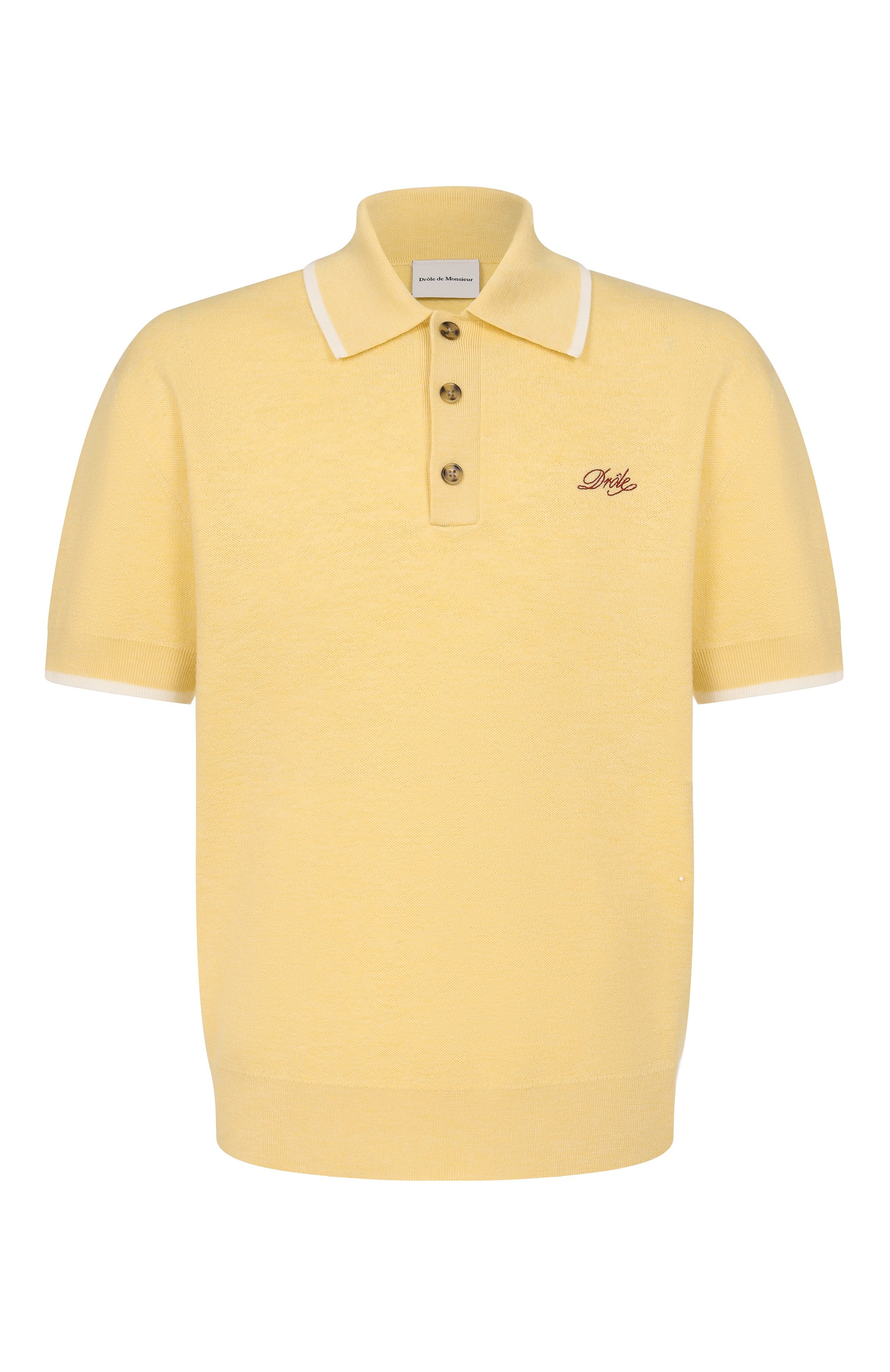 Шерстяное поло DROLE DE MONSIEUR желтого цвета по цене 35700 руб., арт. J-P0194-W0007-LYL, фото 1 Шерстяное поло DROLE DE MONSIEUR, арт. J-P0194-W0007-LYL, фото 1