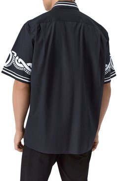 Мужская хлопковая рубашка DOLCE & GABBANA черного цвета, арт. G5LG9T/GI960 | Фото 4 (Материал сплава: Проставлено; Рукава: Короткие; Длина (для топов): Стандартные; Материал внешний: Хлопок; Драгоценные камни: Проставлен�о; Случай: Повседневный; Воротник: Кент; Принт: С принтом; Стили: Кэжуэл)