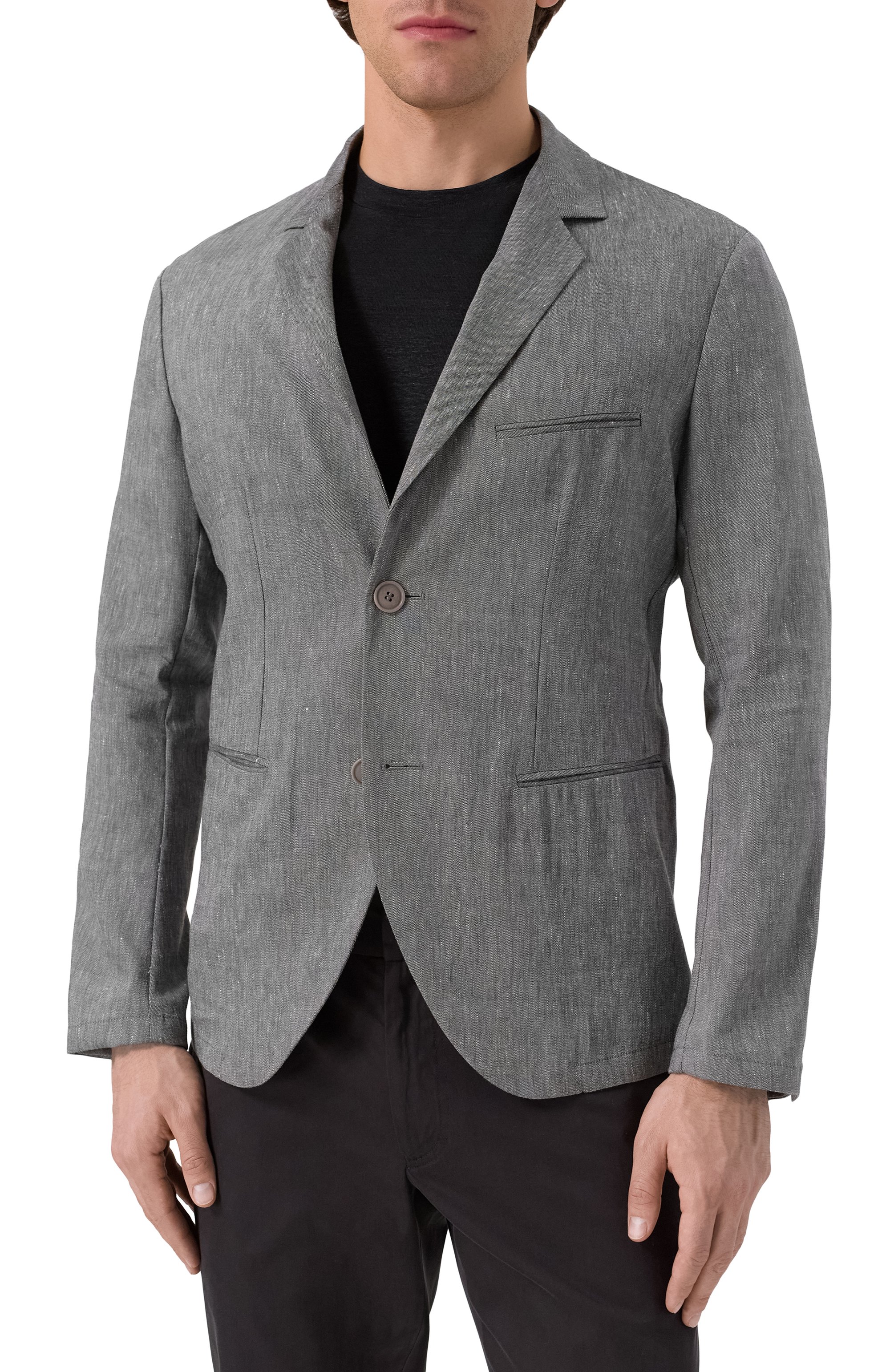 Пиджак изо льна и шерсти GIORGIO ARMANI серого цвета по цене 231500 руб., арт. GM001564/TE14457, фото 4 Пиджак изо льна и шерсти GIORGIO ARMANI, арт. GM001564/TE14457, фото 4