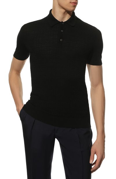 Поло из шелка и хлопка IL BORGO CASHMERE черного цвета по цене 51350 руб., арт. 57-1090-M0DG0, фото 3 Поло из шелка и хлопка IL BORGO CASHMERE, арт. 57-1090-M0DG0, фото 3