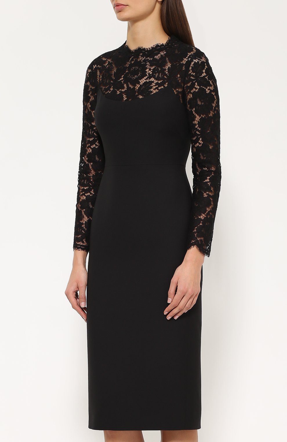 Приталенное платье с кружевным лифом и длинным рукавом VALENTINO, арт. MB3VAB65/360, фото 3