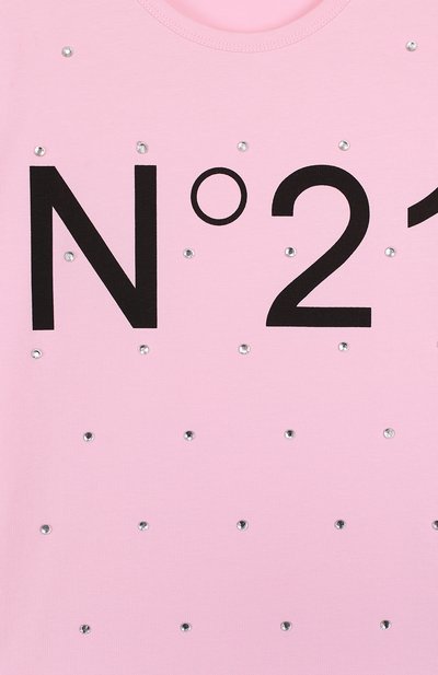 Хлопковая футболка с логотипом бренда и стразами N21, арт. 08 X/K707/5448/34-44, фото 3
