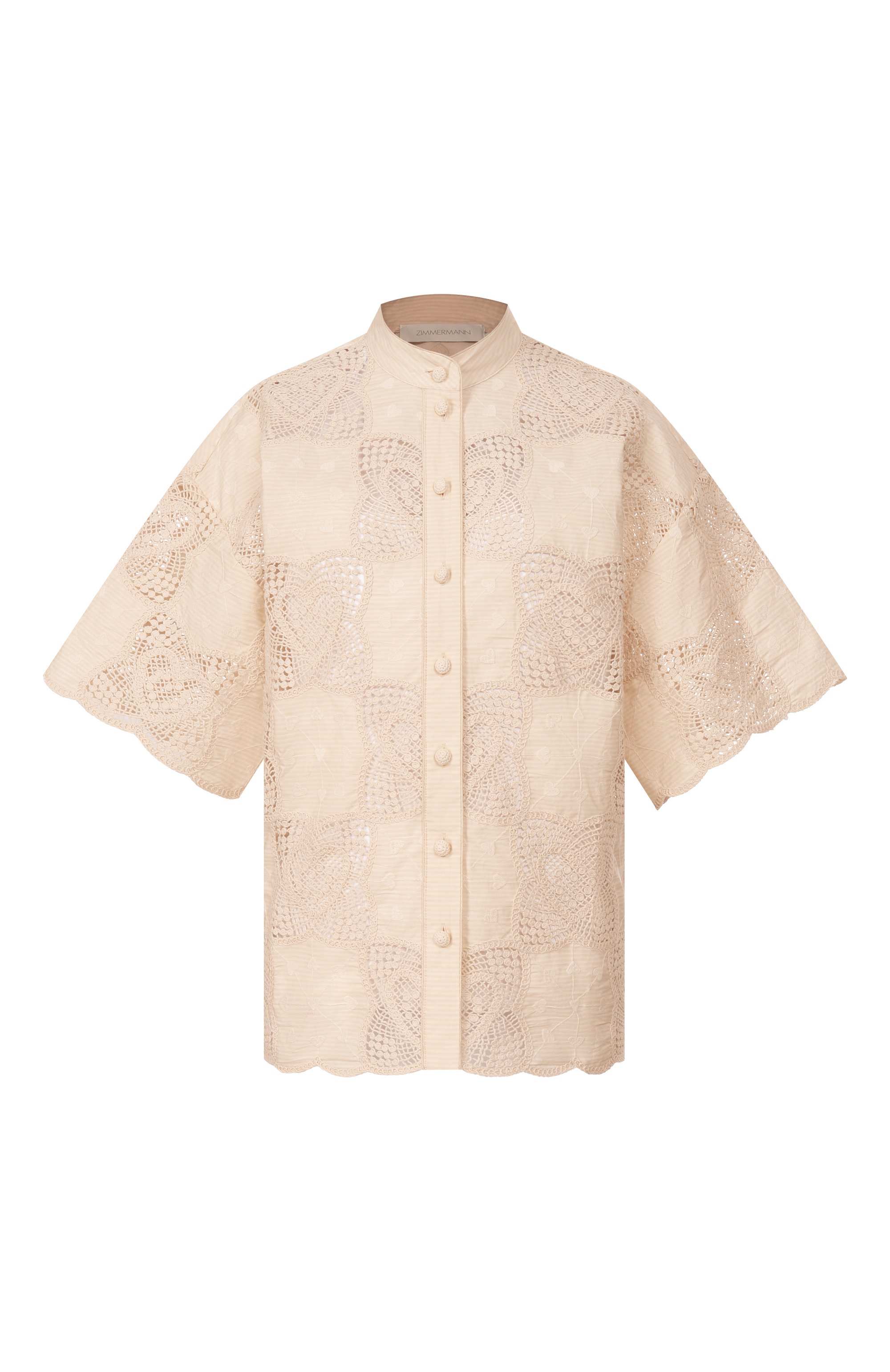 Хлопковая рубашка ZIMMERMANN кремового цвета по цене 147000 руб., арт. 5894TRS262, фото 1 Хлопковая рубашка ZIMMERMANN, арт. 5894TRS262, фото 1