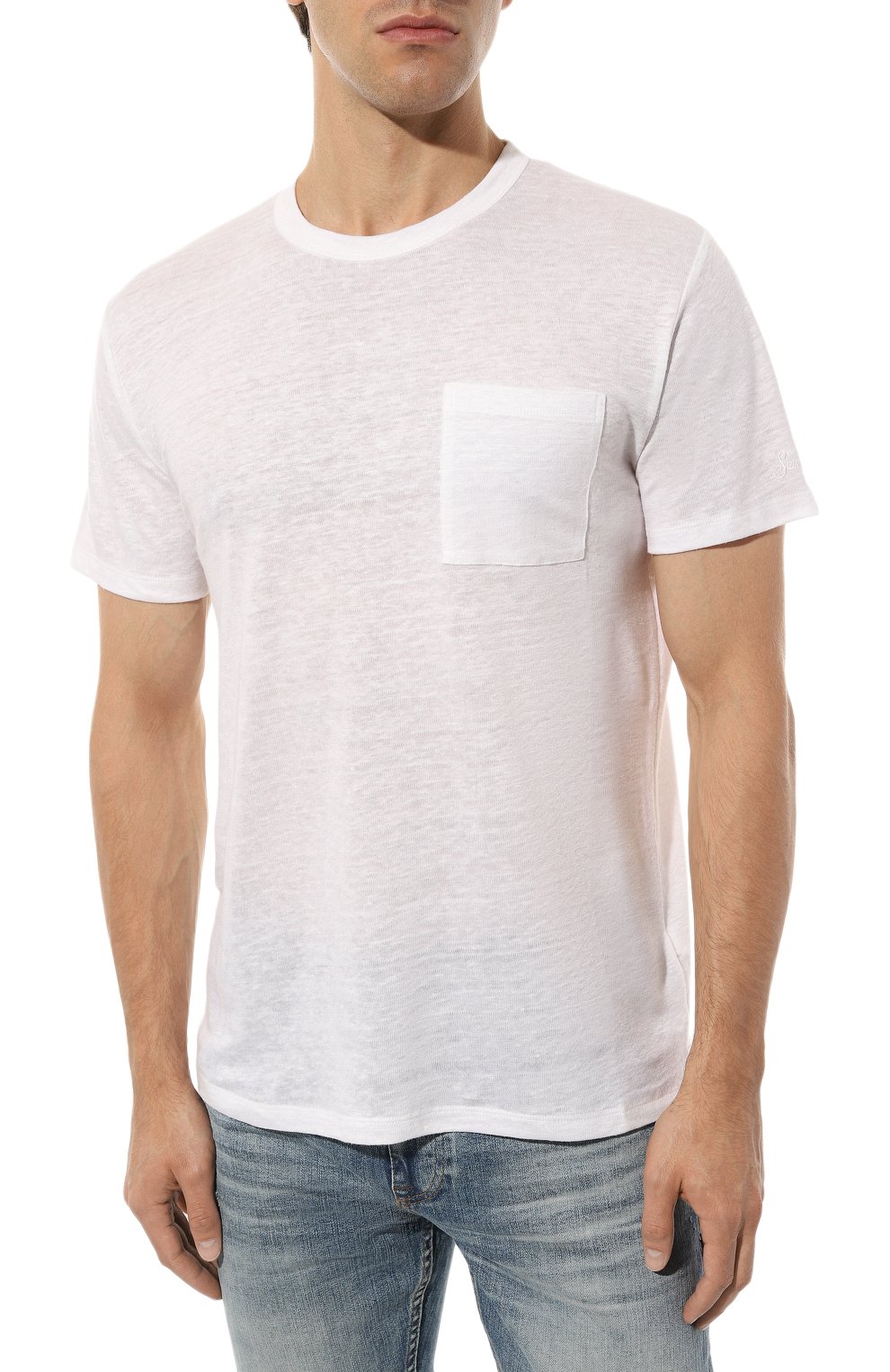 Льняная футболка MC2 SAINT BARTH белого цвета по цене 8380 руб., арт. STBM/ECSTASEA/05891D, фото 3 Льняная футболка MC2 SAINT BARTH, арт. STBM/ECSTASEA/05891D, фото 3