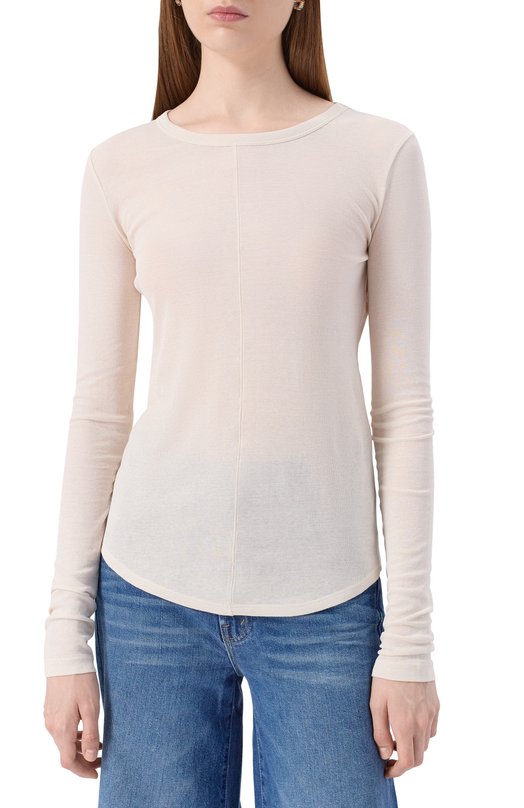 Хлопковый лонгслив Weekend Max Mara VINCITA Кремовый  VINCITA Фото 3