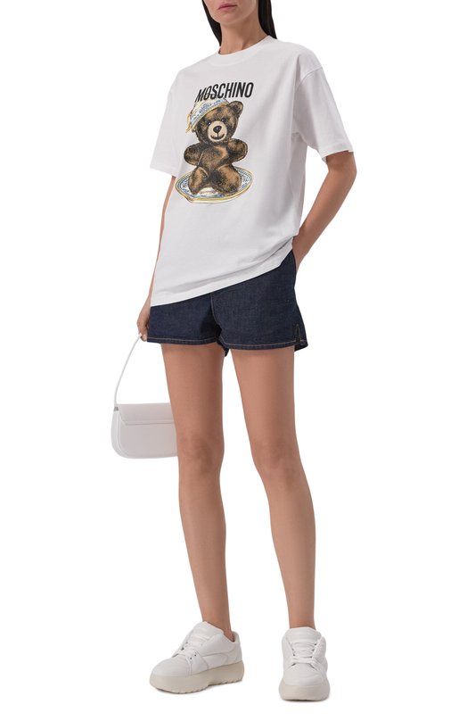 Хлопковая футболка Moschino V0724/5541 Белый  V0724/5541 Фото 2