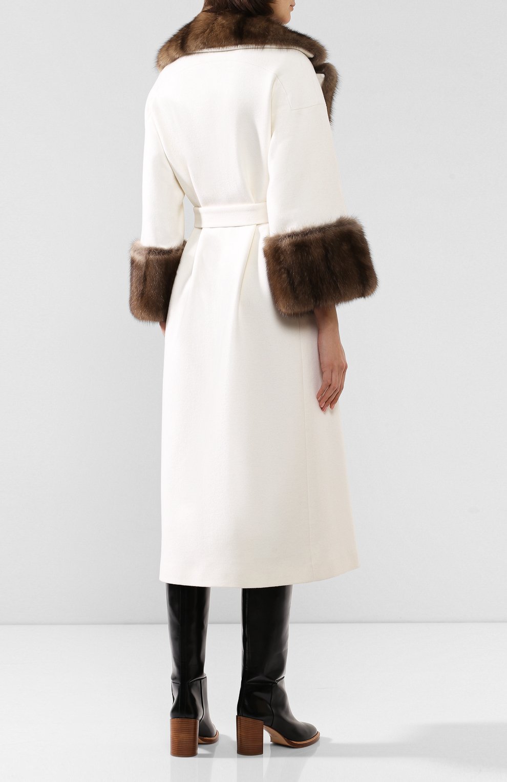 Пальто с меховой отделкой KITON, арт. D48613K05I38, фото 4