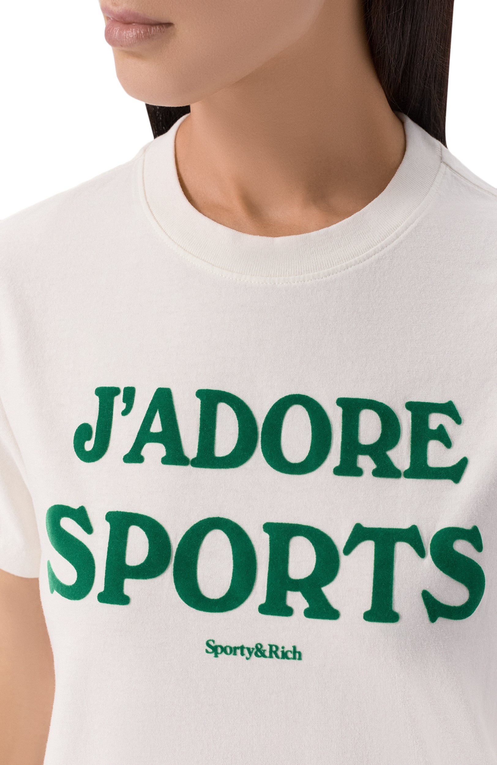 Хлопковая футболка SPORTY AND RICH белого цвета по цене 13600 руб., арт. T012273702WH01, фото 5 Хлопковая футболка SPORTY AND RICH, арт. T012273702WH01, фото 5