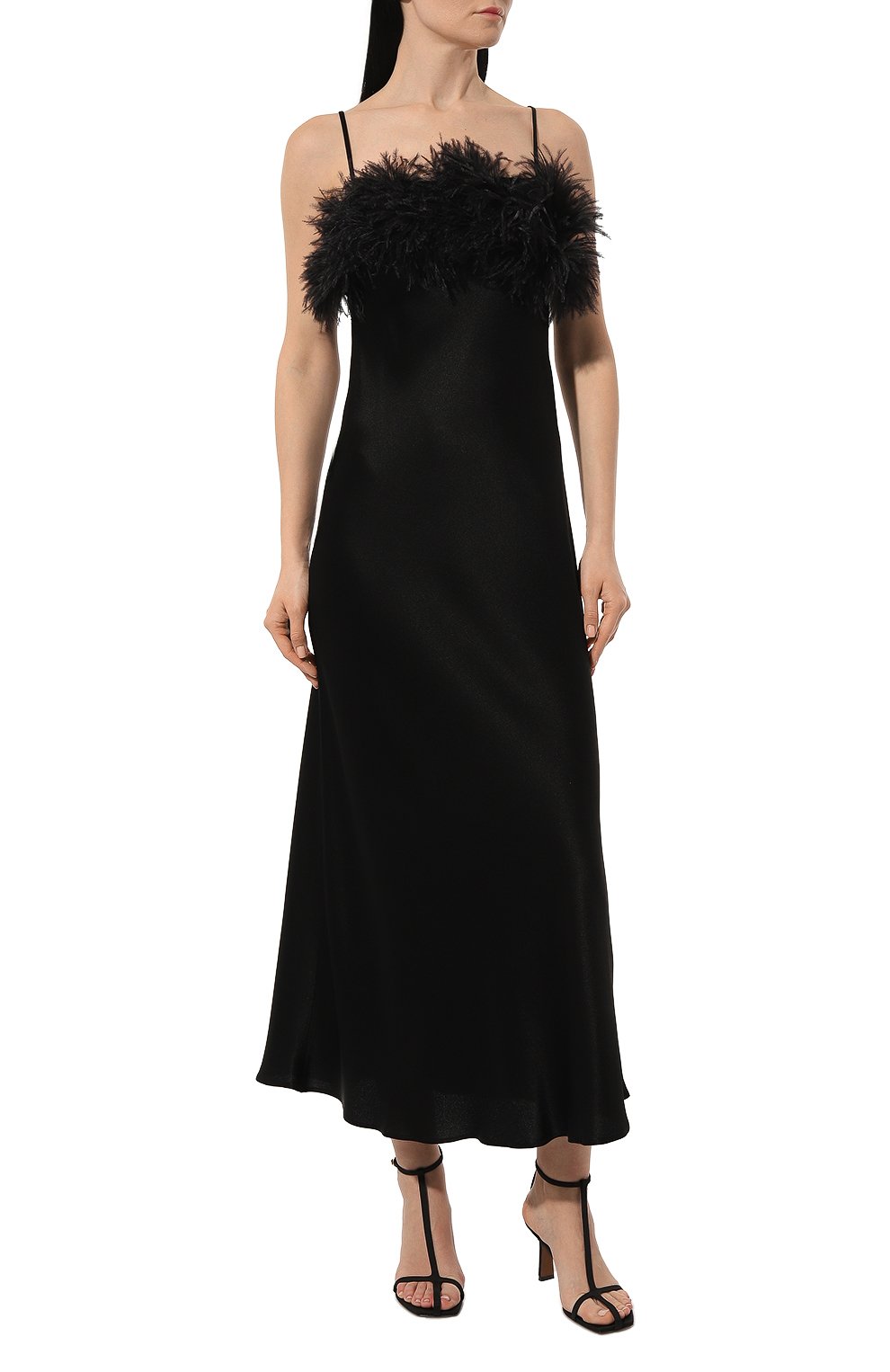 Атласное платье с отделкой перьями ANTONELLI FIRENZE, арт. L6735/794, фото 3