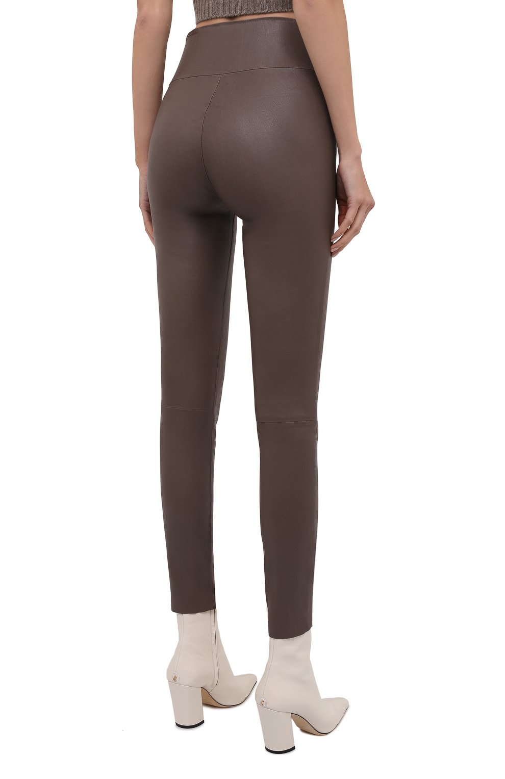 Кожаные легинсы SPRWMN коричневого цвета по цене 107000 руб., арт. ANK-003-L/ANKLE LEGGING, фото 4 Кожаные легинсы SPRWMN, арт. ANK-003-L/ANKLE LEGGING, фото 4